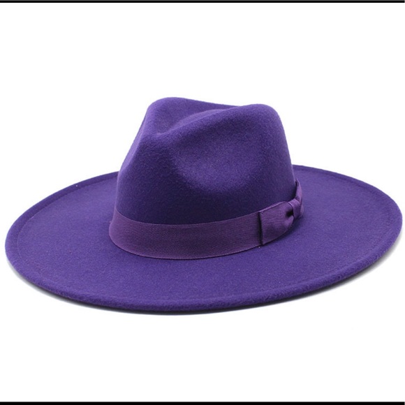 Navy Blue Fedora wide brim ribbon adjustable hat - Picture 3 of 15